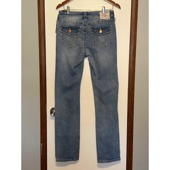 NWT True Religion Billie Big T Stitch Mid Rise Straight Jeans Size 29 - Picture 4 of 16
